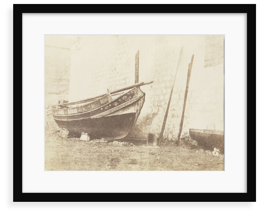 Starboard bow view of an ornate Maltese Luzzu ashore by Calvert Richard Jones