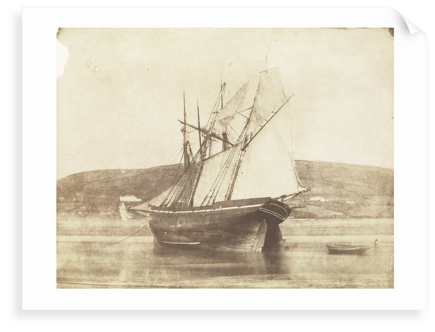 Schooner with sails set, dried out at Swansea by Calvert Richard Jones