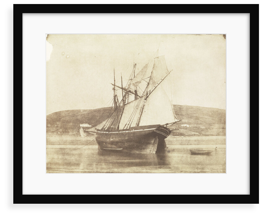 Schooner with sails set, dried out at Swansea by Calvert Richard Jones