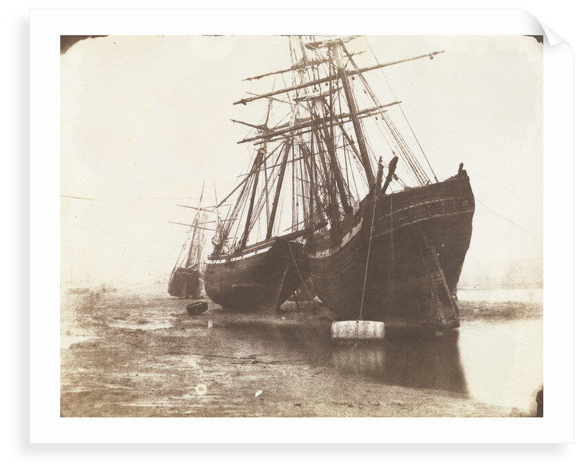 Stern views of the Mary of St Ives and the Liberty of Teignmouth dried out at Swansea by Calvert Richard Jones
