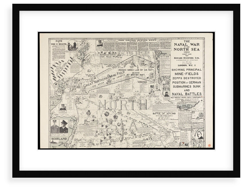 Printed chart of the The Naval War in the North Sea by Albert Close