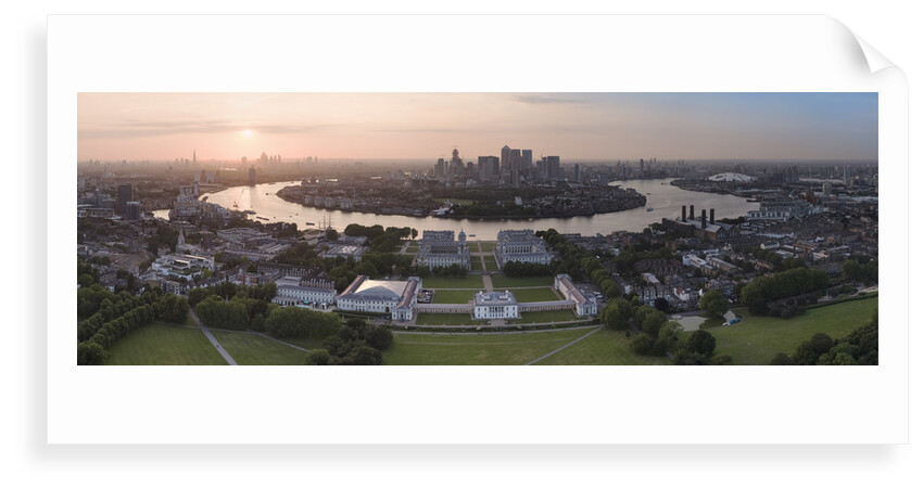 UAV drone photography: National Maritime Museum, Queens House, Cutty Sark, river Thames and City of London by National Maritime Museum