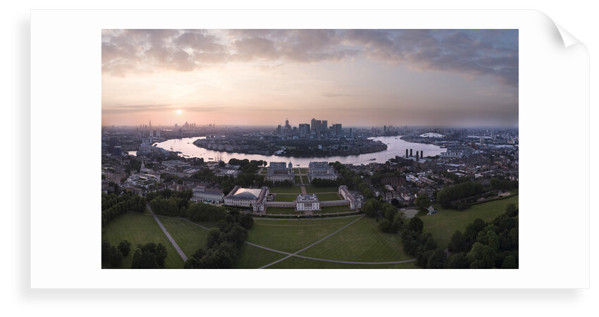 UAV drone photography: National Maritime Museum, Queens House, Cutty Sark, river Thames and City of London by National Maritime Museum