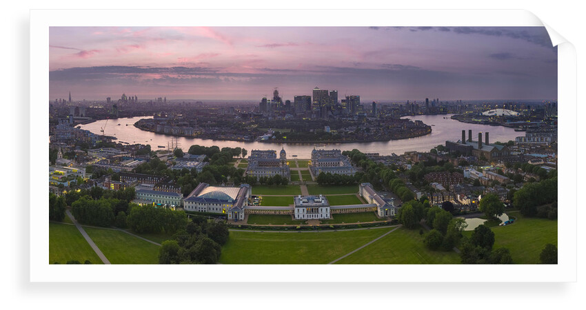 UAV drone photography: National Maritime Museum, Queens House, Cutty Sark, river Thames and City of London by National Maritime Museum