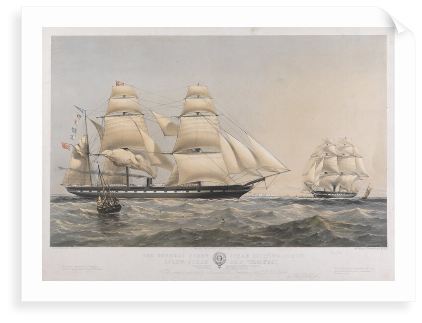 The General Screw Steam Shipping Compy's Screw Steam Ship Croesus by Thomas Goldsworth Dutton [artist & engraver]; Day & Son [printers]; H. J. Buchan [publisher]