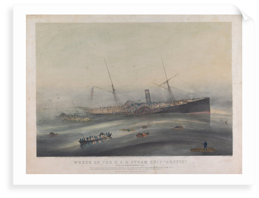 Wreck of the U.S.M. Steam Ship 'Arctic' off Cape Race by After James Smith; Charles Richard Parsons; Nathaniel Currier