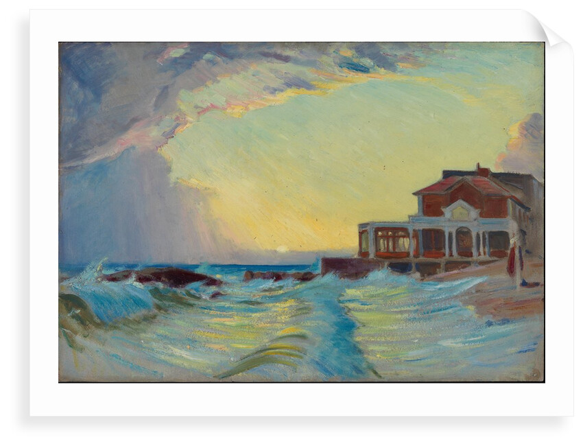A beach seascape with a resort building, Le Croisic by Unknown