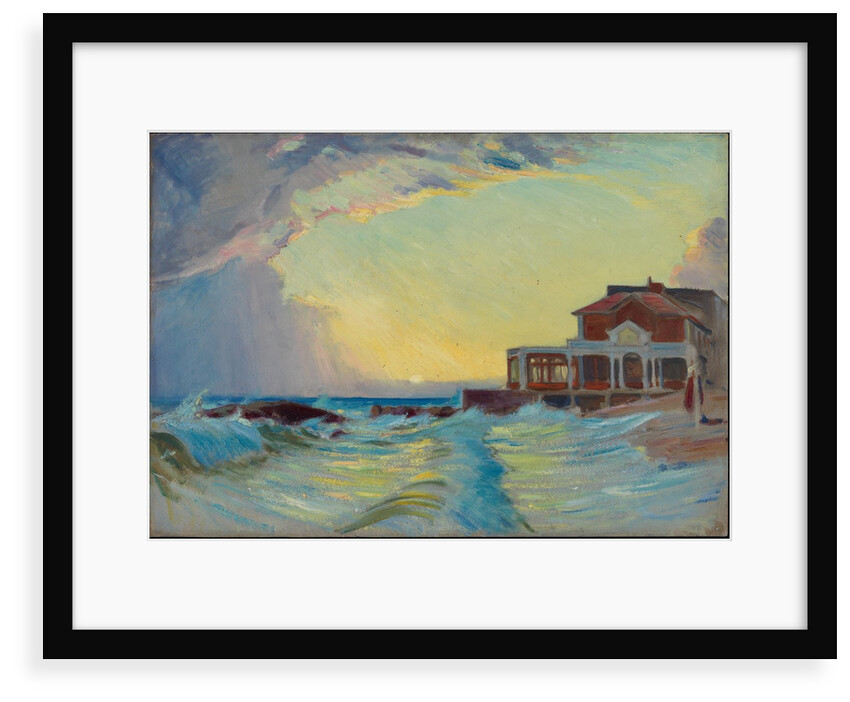 A beach seascape with a resort building, Le Croisic by Unknown