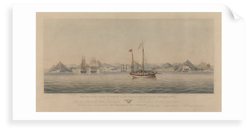 This View of the Capture of Amoy on the Coast of China, on the 26th August, 1841, by Her Majesty's Combined Forces, under Vice Admiral Sir William Parker K.C.B. and Lieut. General Sir Hugh Gough... Plate 1 by Capt R. B. Crawford [artist]; Henry Papprill [engraver]; Rudolph Ackermann [publishers]