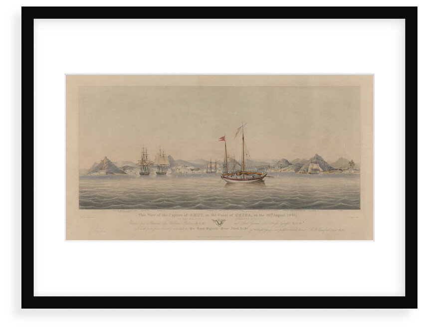 This View of the Capture of Amoy on the Coast of China, on the 26th August, 1841, by Her Majesty's Combined Forces, under Vice Admiral Sir William Parker K.C.B. and Lieut. General Sir Hugh Gough... Plate 1 by Capt R. B. Crawford [artist]; Henry Papprill [engraver]; Rudolph Ackermann [publishers]
