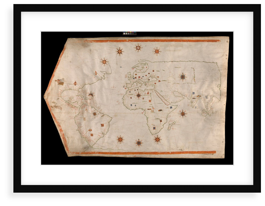 World map on vellum by Brother of Giovanni Verrazano