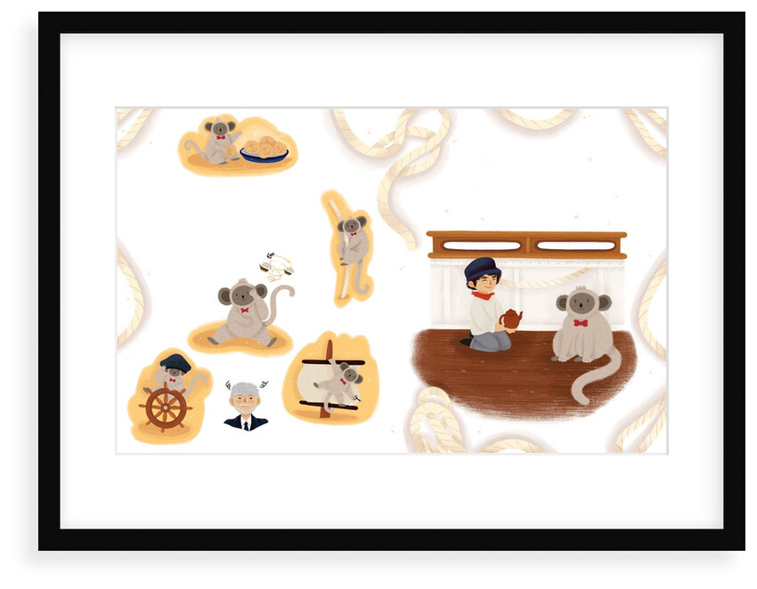 Children's book 'At Sea Without Tea - The Great Cutty Sark Adventure': James Robson and monkeys by Giulia Casarotto