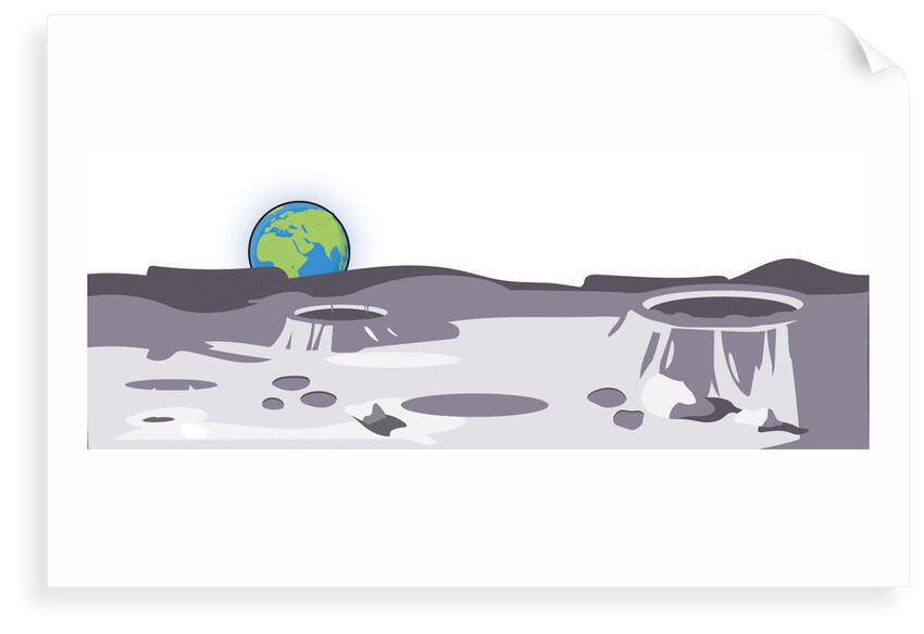 Moonscape with the Earth in the background by Anonymous