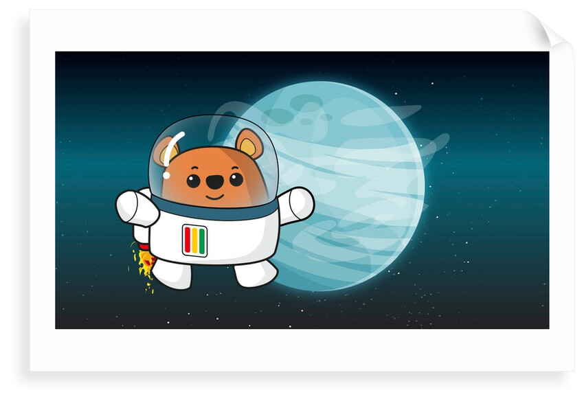 Space Ted in his space suit with jetpack ignited in front of Uranus by Anonymous