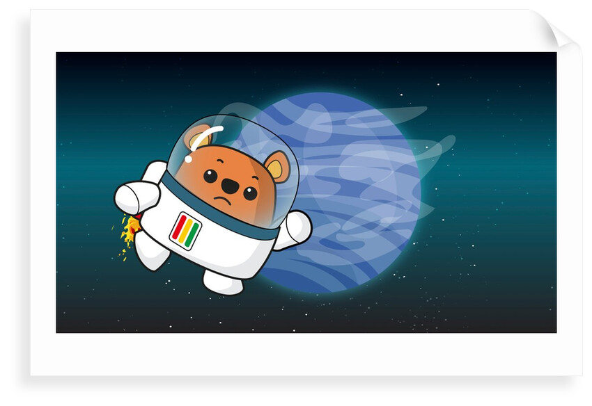 Space Ted in his space suit with jetpack ignited in front of Neptune by Anonymous