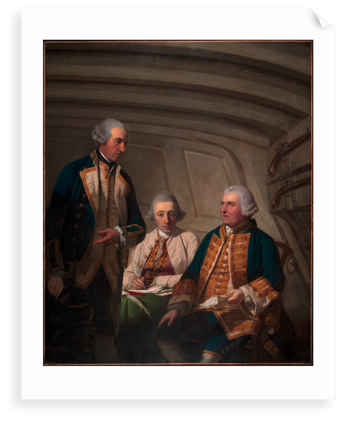 Vice-Admiral Sir Samuel Cornish, Captain Richard Kempenfelt and Thomas Parry by Tilly Kettle