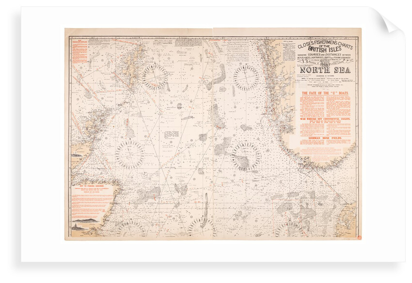 Albert Close Fisherman's Charts of the British Isles section 2 The North Sea Scale:1,750,000 Print chart of the North Sea by Albert Close