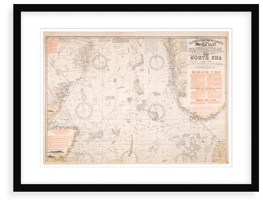 Albert Close Fisherman's Charts of the British Isles section 2 The North Sea Scale:1,750,000 Print chart of the North Sea by Albert Close