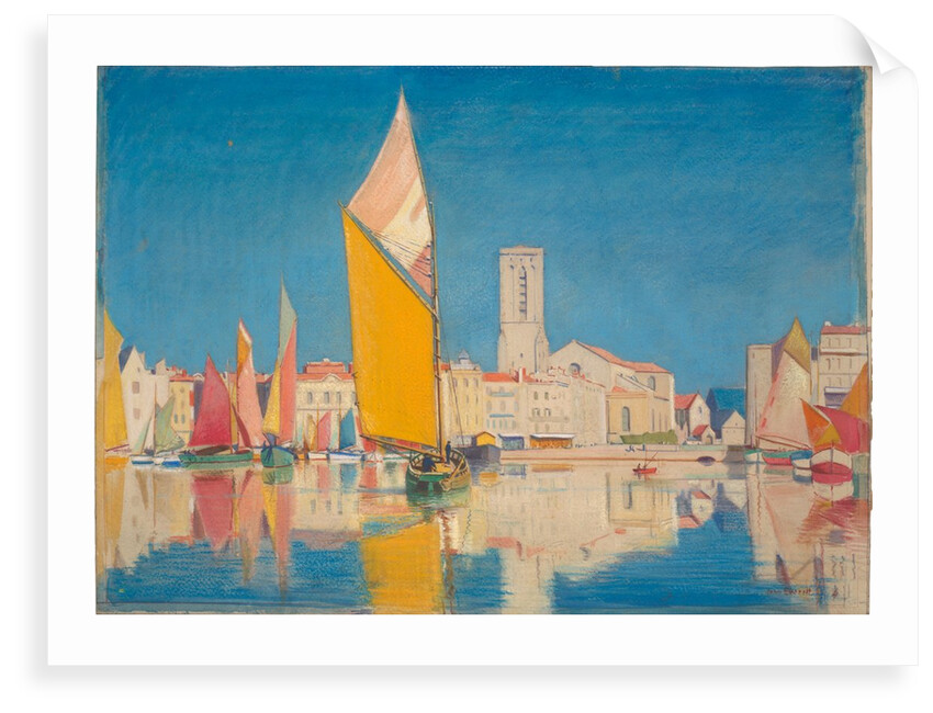 Unidentified harbour scene - the yellow sail by Unknown