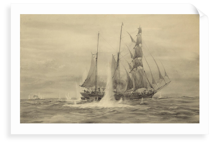 Merope in action with a U Boat by William Lionel Wyllie