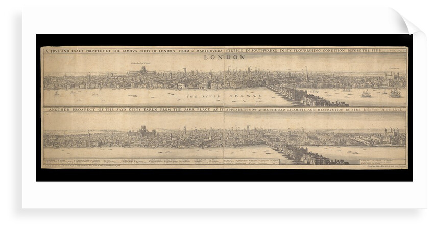 A True and Exact Prospect of the Famous Citty of London, from SMarie Overs Steeple in Southwarke in its flourishing condition before the Fire by Wenceslaus Hollar