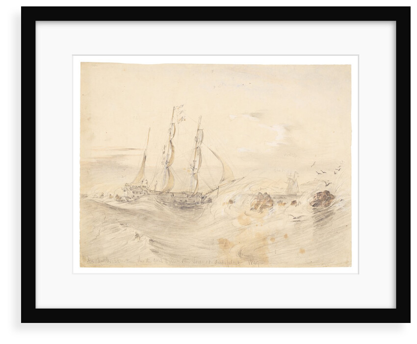 HMS Rattlesnake running through the coral barrier on the Louisiade Archipelago, 1849 by 