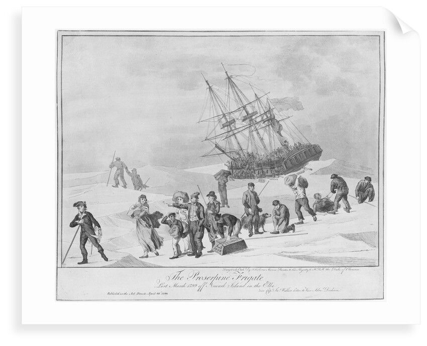 The frigate 'Proserpine', lost March 1799 off Newark Island in the Elbe by John Thomas Serres