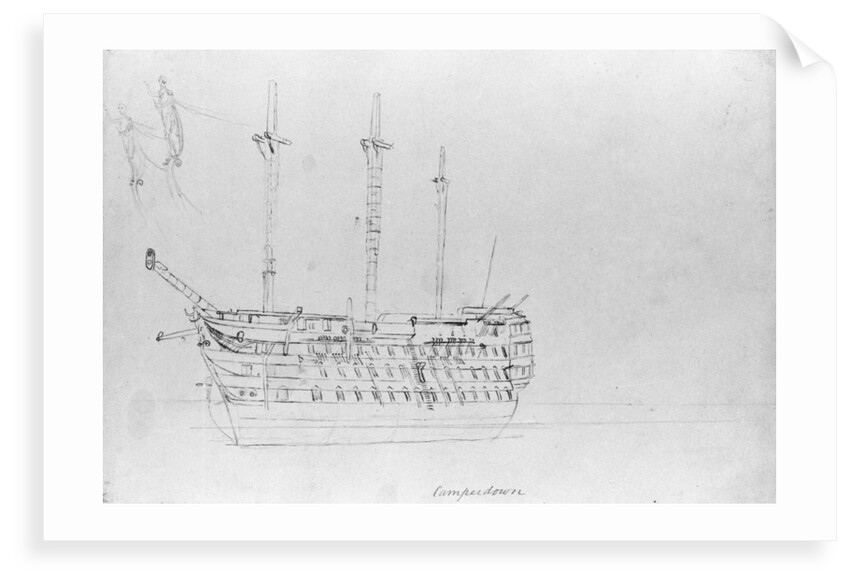 A sketch of HMS 'Camperdown' by Robert Strickland Thomas