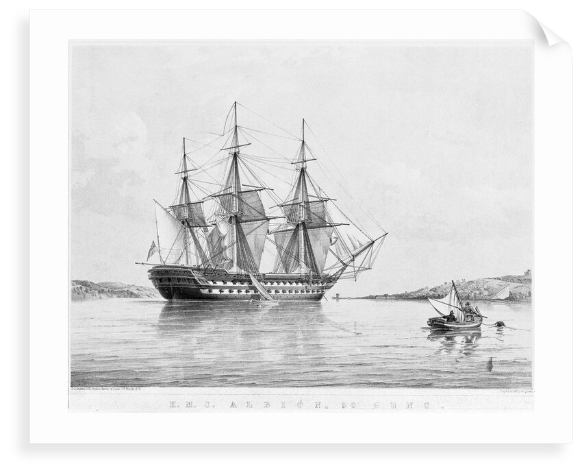 HMS 'Albion', 90 guns by George Pechell Mends [artist]; Thomas Goldsworthy Dutton; Day & Son