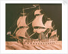 Paper sculpture of a 64-gun ship by Augustine Walker