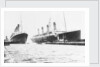 Passenger liner 'Titanic' (Br, 1912) Oceanic Steam Nav Co Ltd, (Ismay Imrie & Co Ltd, managers) (White Star Line): at Belfast with 'Olympic', tip of foremast out of picture by unknown