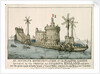 An Accurate Representation of the Floating Machine Invented by the French for Invading England by Freville