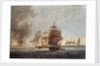 To the Officers, Seamen & Marines of His Majesty's Ships Amphion, Cerberus, Volage & Active, This Plate represents...blowing up of the French Commodore, off the Island of Lissa, in the Adriatic, on the 13 March 1811 by G. Webster