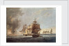 To the Officers, Seamen & Marines of His Majesty's Ships Amphion, Cerberus, Volage & Active, This Plate represents...blowing up of the French Commodore, off the Island of Lissa, in the Adriatic, on the 13 March 1811 by G. Webster