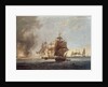 To the Officers, Seamen & Marines of His Majesty's Ships Amphion, Cerberus, Volage & Active, This Plate represents...blowing up of the French Commodore, off the Island of Lissa, in the Adriatic, on the 13 March 1811 by G. Webster