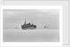 Merchant ships steaming through thin sea ice by unknown