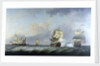 The capture of the 'Marquise d'Antin' and 'Louis Erasme' by the English Privateers 'Duke' and 'Prince Frederick' by Charles Brooking