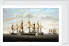 Engagement between three East Indiamen and two French vessels, 8 March 1757 by Lawson Dunn
