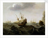 A ship in a rough sea by Cornelisz Verbeecq