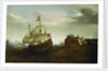 A castle with a Dutch ship sailing nearby by Hendrick Cornelisz Vroom