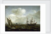 A Dutch ship and fishing boat in a fresh breeze by Hendrick Cornelisz Vroom
