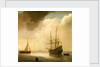 A ship in a calm sea by Abraham de Verwer