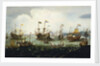 The return of the Dutch East India Fleet, 1 May 1599, the 'Hollandia', 'Mauritius', 'Amsterdam' and 'Duykfen' in harbour by Andries van Eertvelt