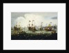 The return of the Dutch East India Fleet, 1 May 1599, the 'Hollandia', 'Mauritius', 'Amsterdam' and 'Duykfen' in harbour by Andries van Eertvelt
