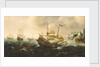 Dutch ships running down onto a rocky shore by Andries van Eertvelt