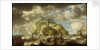 A dismasted ship in a rough sea by Bonaventura Peeters the Elder