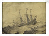 A Dutch ship in a stormy sea by Experiens Sillemans