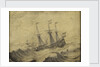 A Dutch ship in a stormy sea by Experiens Sillemans