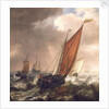 A Dutch ferry boat before a breeze by Simon de Vlieger