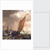A Dutch ferry boat before a breeze by Simon de Vlieger